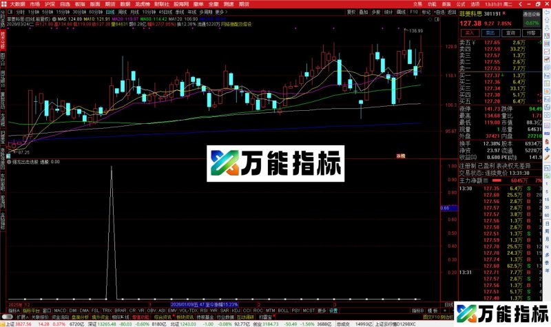 通达信强龙出击选股指标公式副图源码-万能指标公式