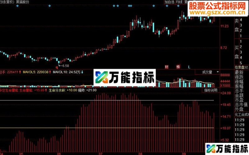 同花顺多空生命量能副图源码 EA-万能指标公式