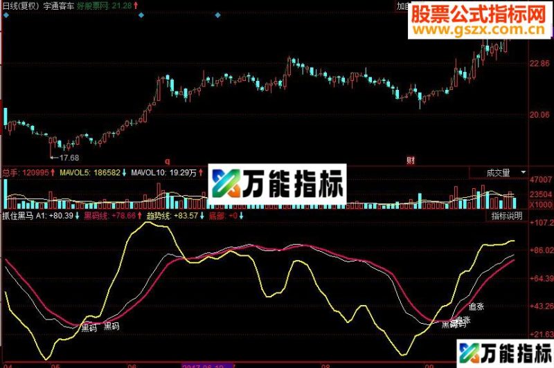 同花顺抓住黑马副图源码 EA-万能指标公式