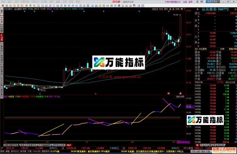 同花顺分笔分段副图源码 EA-万能指标公式