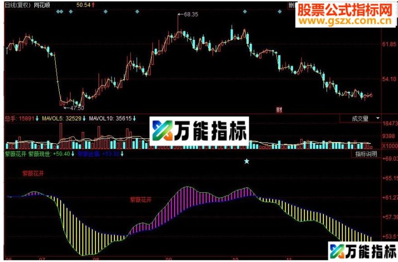 同花顺紫薇花开副图源码 EA-万能指标公式