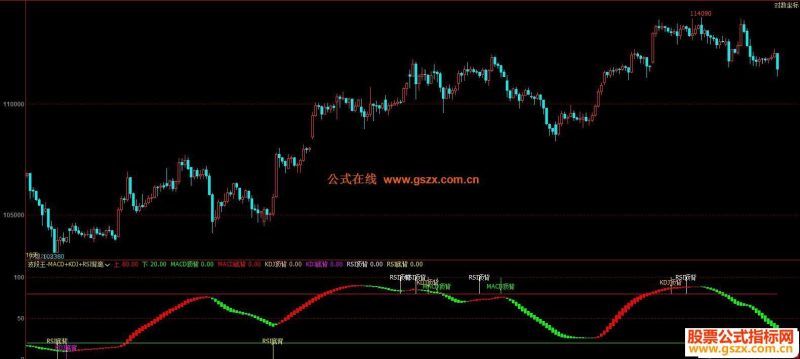 文华/博弈大师波段王-MACD+KDJ+RSI背离提示副图指标 贴图 无未来 加密 EA-万能指标公式