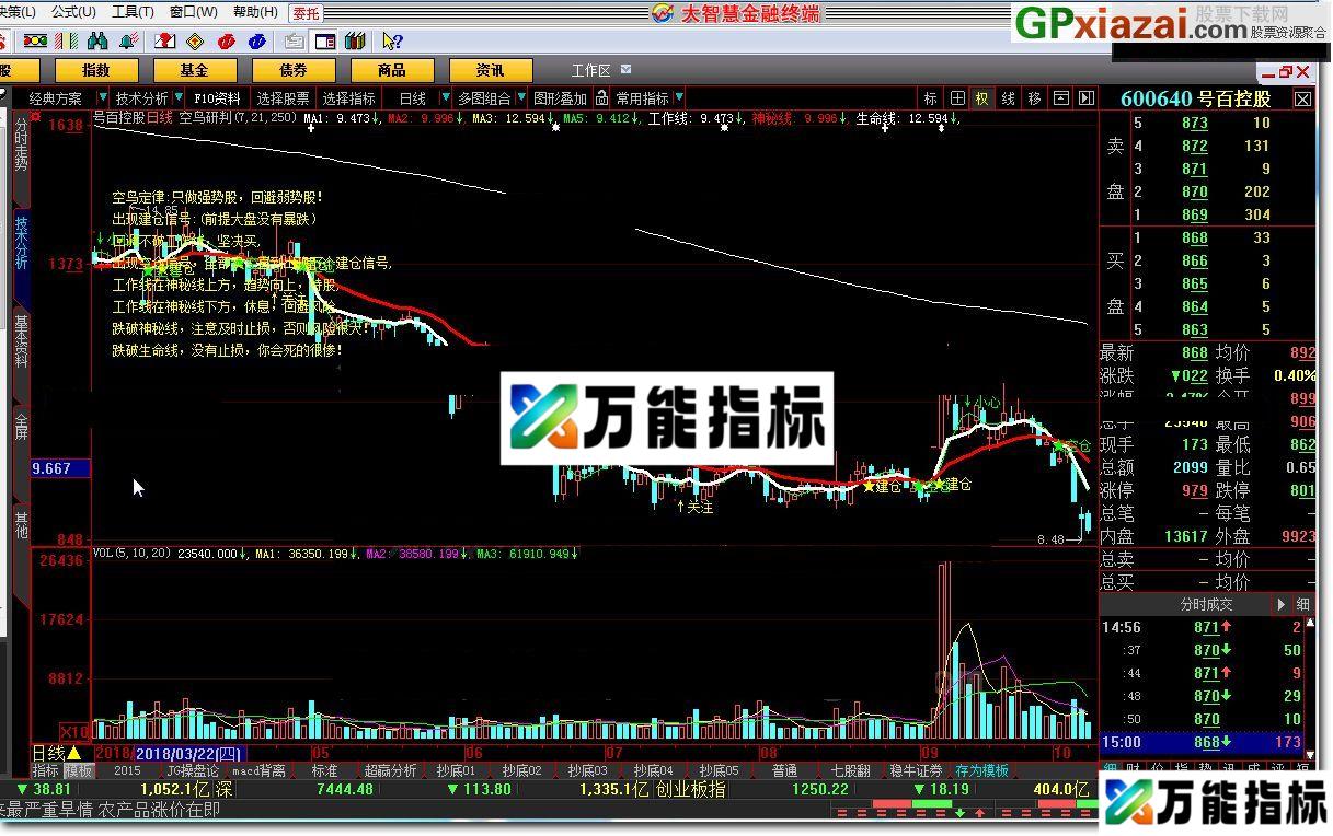 空鸟研判 大智慧L2指标 贴图 欢迎一起找买卖点 EA-万能指标公式