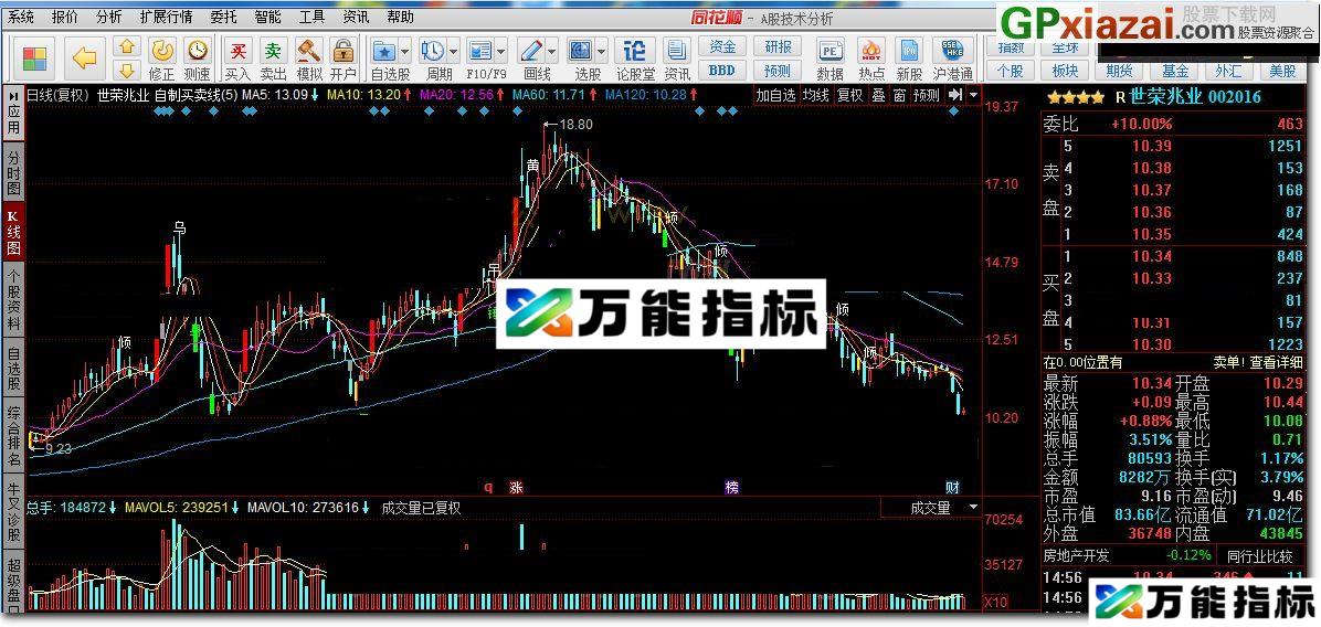 自制买卖线 同花顺指标 源码 贴图 严格控制止损比例 EA-万能指标公式