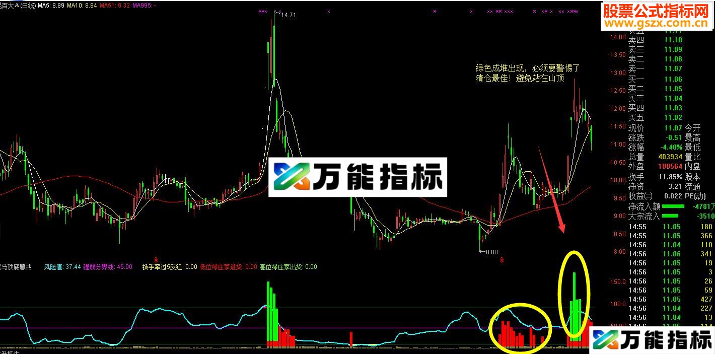 通达信【黑马顶底警戒】(指标副图完全加密）