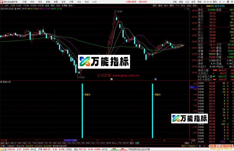 通达信尾盘大师指标公式源码副图-万能指标公式