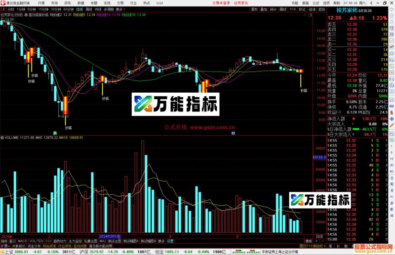 通达信高效底部抄底主图指标公式源码-万能指标公式