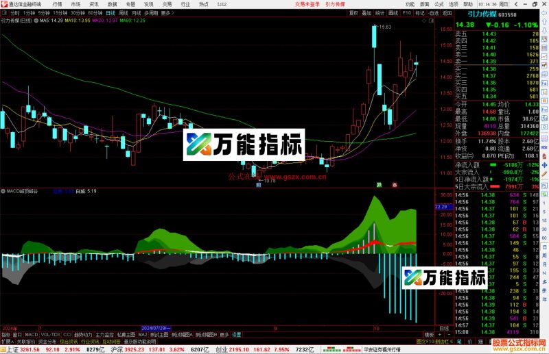 通达信MACD峰顶峰谷副图，红持股白持币，监控资金进出源码-万能指标公式