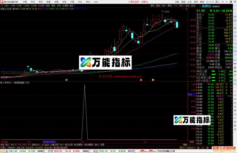 通达信大单异动副图,指标源码分享选股-万能指标公式