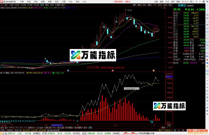 通达信OBV量能指标公式源码副图-万能指标公式