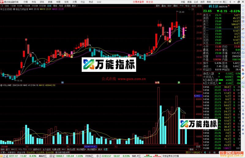 通达信主力资金流向主图指标公式源码-万能指标公式