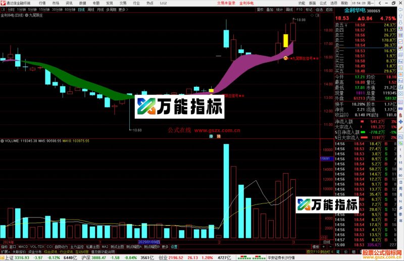 通达信九尾跟庄主图指标公式源码-万能指标公式