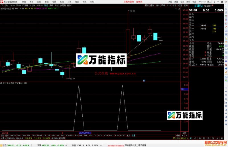 通达信天红涨柱选股指标公式副图源码-万能指标公式