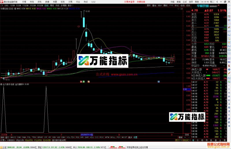 通达信主力猎手选股指标公式副图源码-万能指标公式
