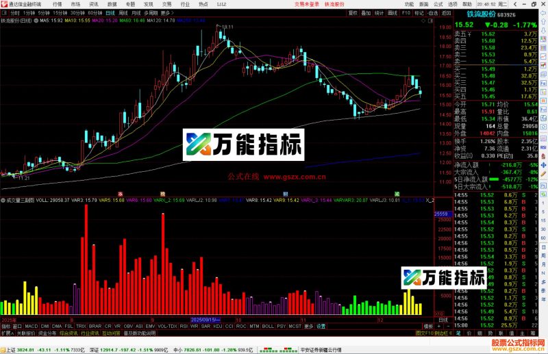 通达信成交量三重过滤指标公式副图源码-万能指标公式