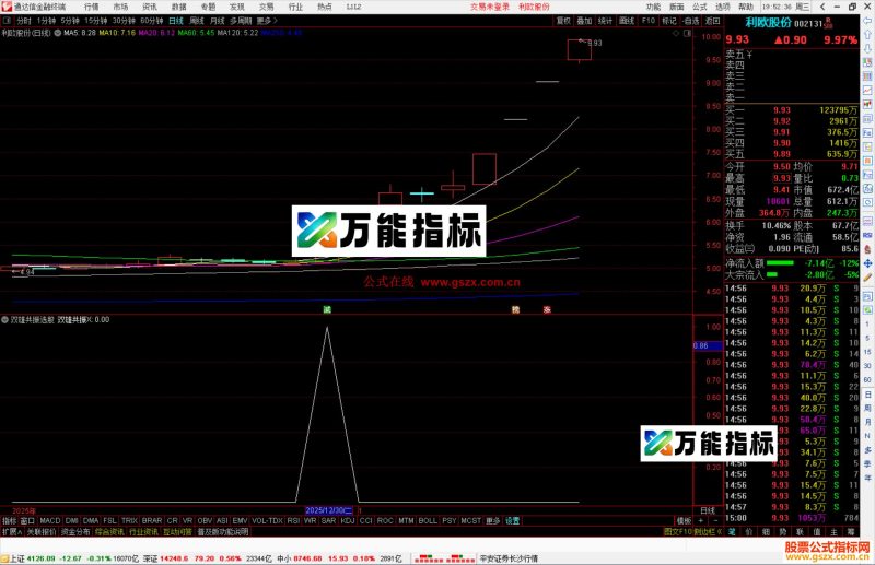 通达信双雄共振选股指标公式副图源码-万能指标公式