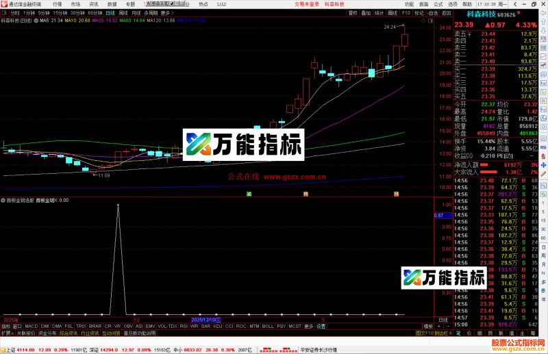 通达信首板金钥选股指标公式副图源码-万能指标公式