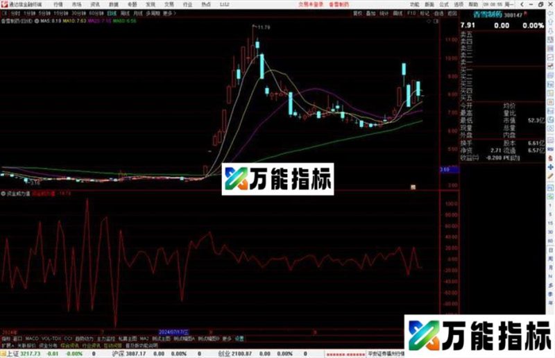 通达信〖资金威力值〗副图指标,大单流入流出占比源码副图 EA-万能指标公式