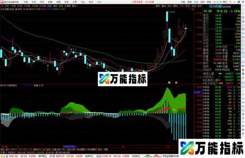 通达信MACD峰顶峰谷副图,红持股白持币,监控资金进出源码 EA-万能指标公式